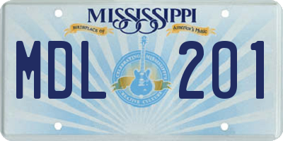 MS license plate MDL201