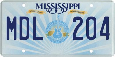MS license plate MDL204