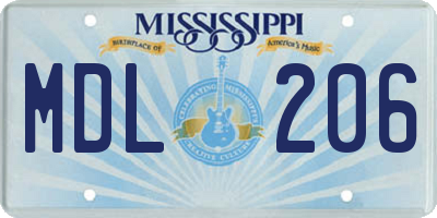 MS license plate MDL206