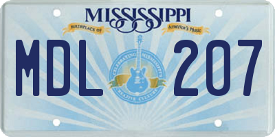 MS license plate MDL207