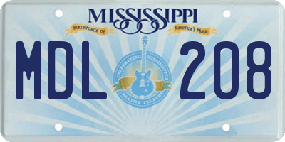 MS license plate MDL208