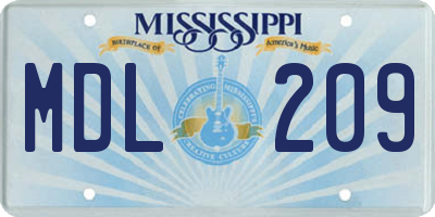 MS license plate MDL209