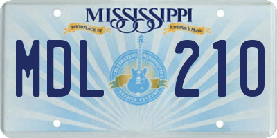 MS license plate MDL210