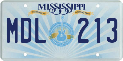 MS license plate MDL213