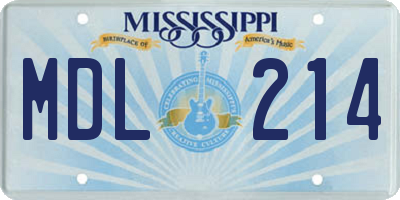 MS license plate MDL214