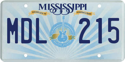 MS license plate MDL215
