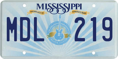 MS license plate MDL219