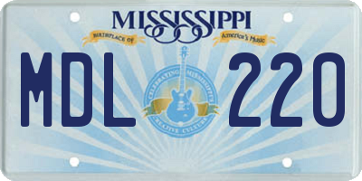 MS license plate MDL220