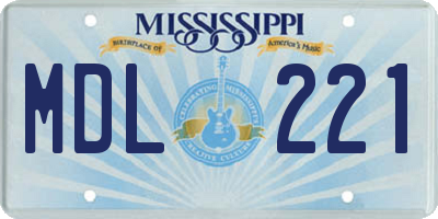 MS license plate MDL221