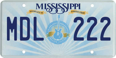 MS license plate MDL222