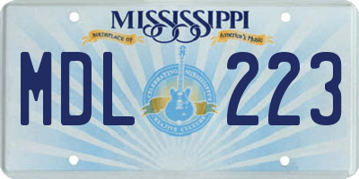 MS license plate MDL223