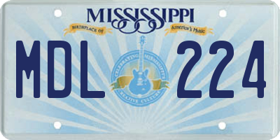 MS license plate MDL224