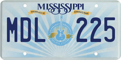 MS license plate MDL225