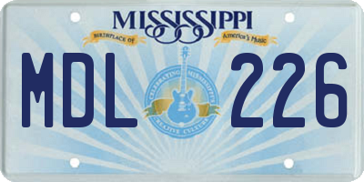 MS license plate MDL226