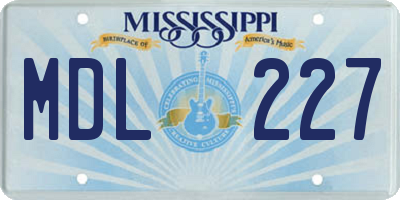 MS license plate MDL227