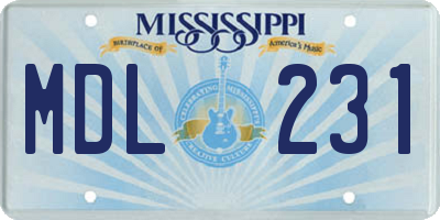 MS license plate MDL231