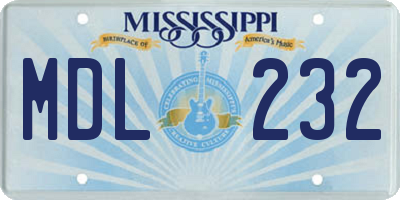 MS license plate MDL232