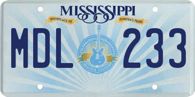 MS license plate MDL233