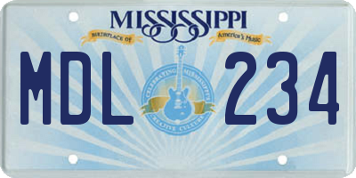 MS license plate MDL234