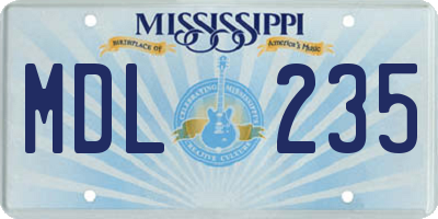 MS license plate MDL235