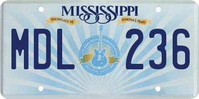 MS license plate MDL236