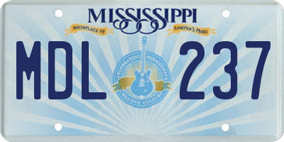 MS license plate MDL237