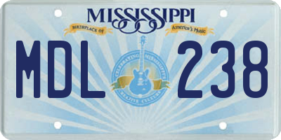 MS license plate MDL238