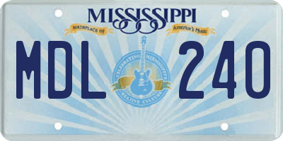 MS license plate MDL240