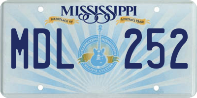 MS license plate MDL252