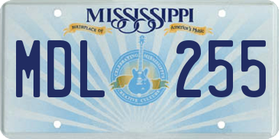 MS license plate MDL255