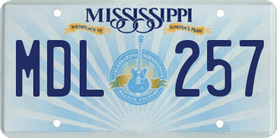 MS license plate MDL257