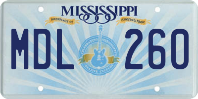 MS license plate MDL260