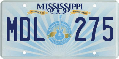 MS license plate MDL275
