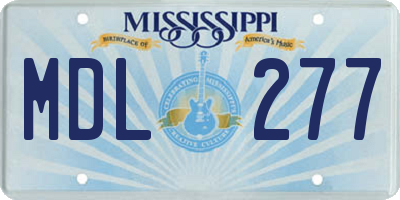 MS license plate MDL277