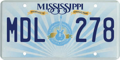 MS license plate MDL278