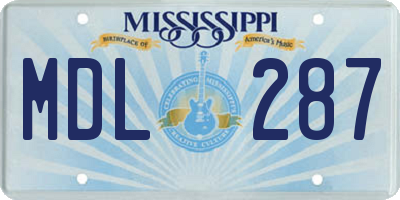 MS license plate MDL287