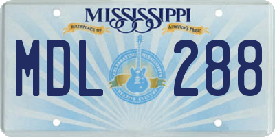 MS license plate MDL288
