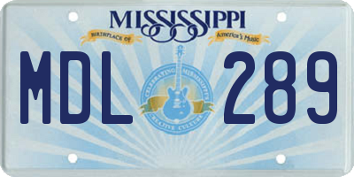 MS license plate MDL289