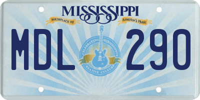 MS license plate MDL290