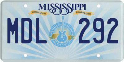 MS license plate MDL292