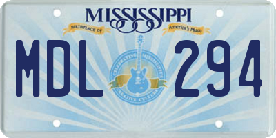 MS license plate MDL294