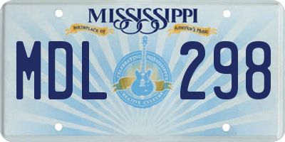 MS license plate MDL298