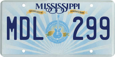 MS license plate MDL299