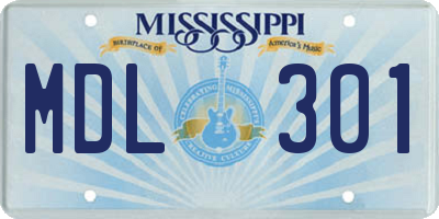 MS license plate MDL301