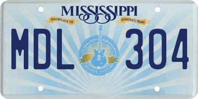 MS license plate MDL304
