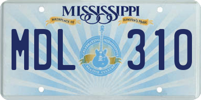 MS license plate MDL310