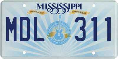 MS license plate MDL311