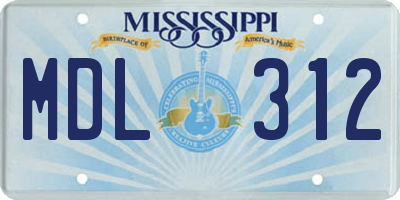 MS license plate MDL312