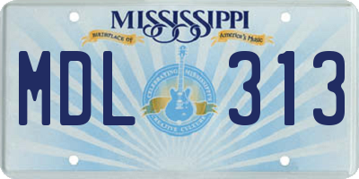 MS license plate MDL313