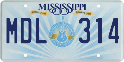 MS license plate MDL314